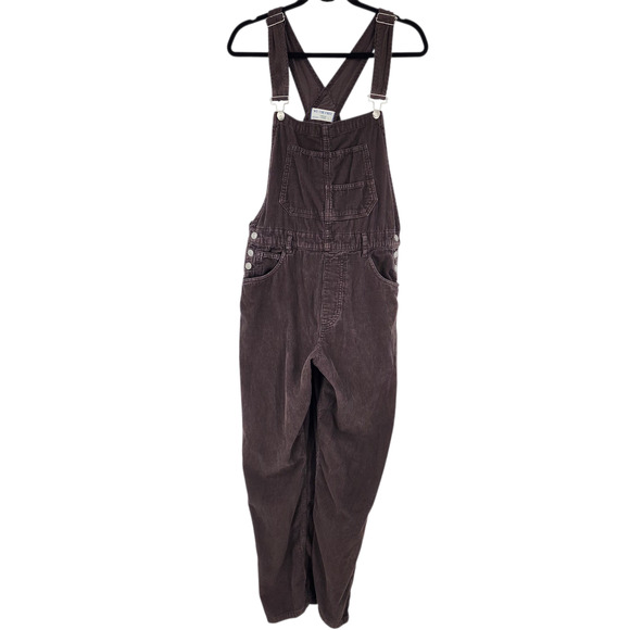 Free People We The Free Ziggy Corduroy Brown Straight Leg Overalls Size XS